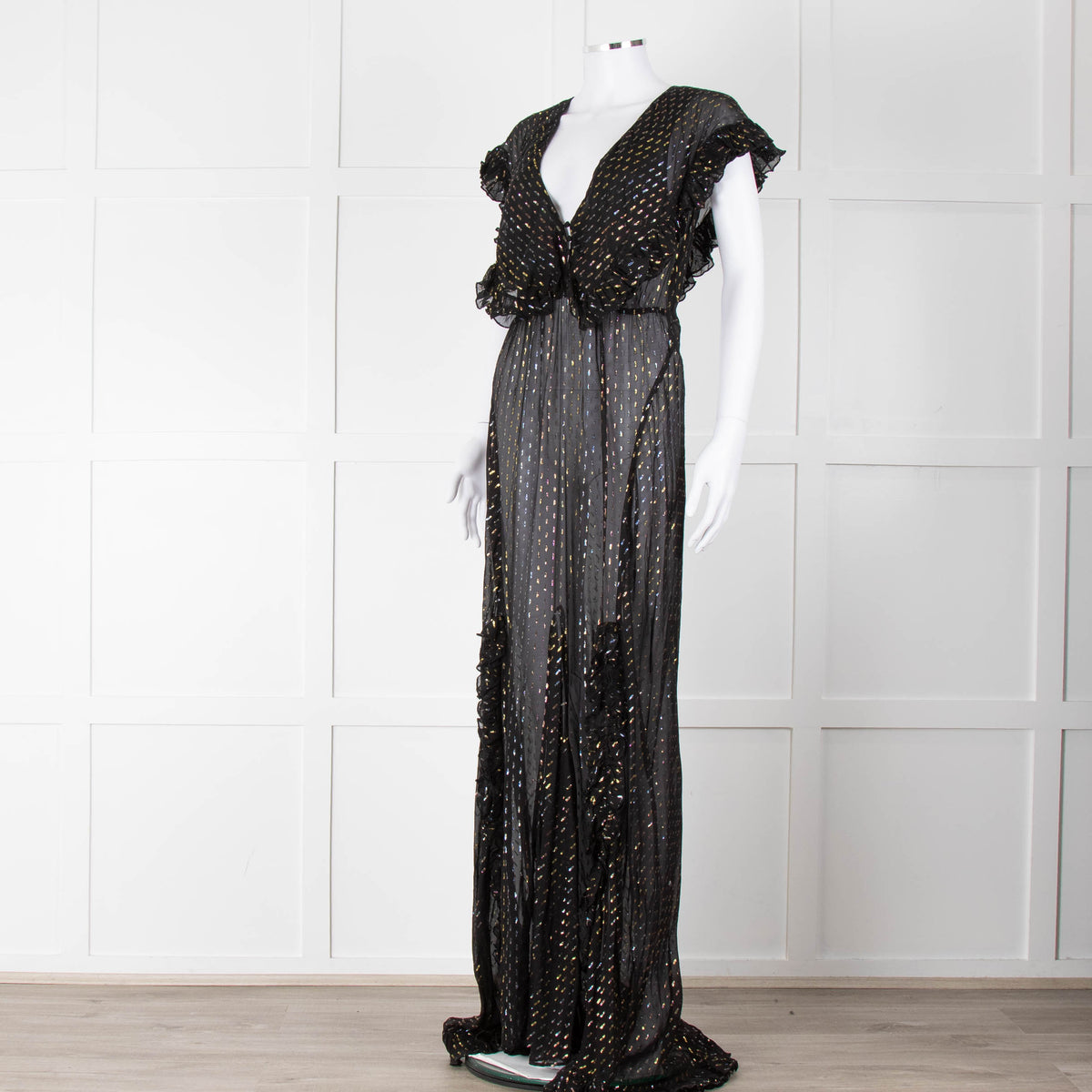 Rat & Boa Black Gold Fleck Sheer Maxi Dress