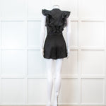 Sandro Black Ruffle Trim Playsuit