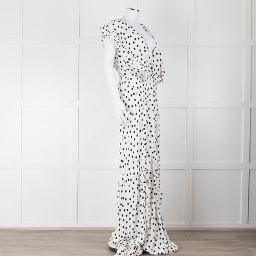 Rat & Boa White Black Polka Dot Large Collar Sleeveless Maxi Dress