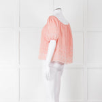 See By Chloe Blush Pink Broderie Off The Shoulder Top