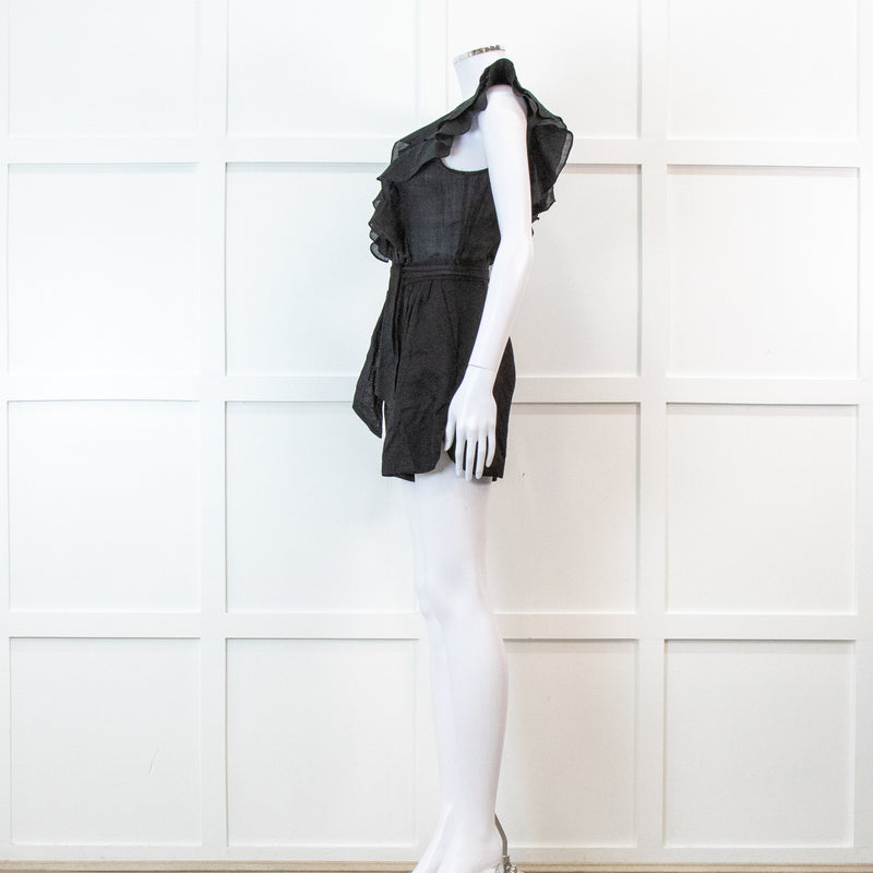 Sandro Black Ruffle Trim Playsuit