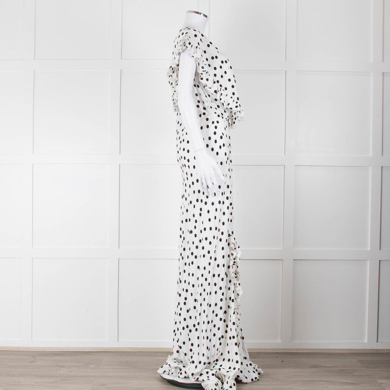 Rat & Boa White Black Polka Dot Large Collar Sleeveless Maxi Dress