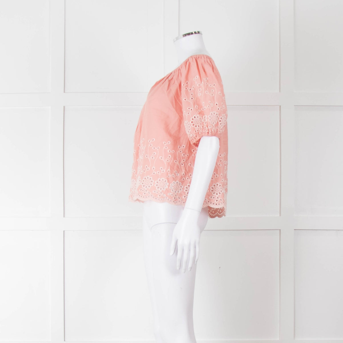 See By Chloe Blush Pink Broderie Off The Shoulder Top