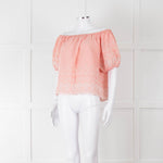 See By Chloe Blush Pink Broderie Off The Shoulder Top