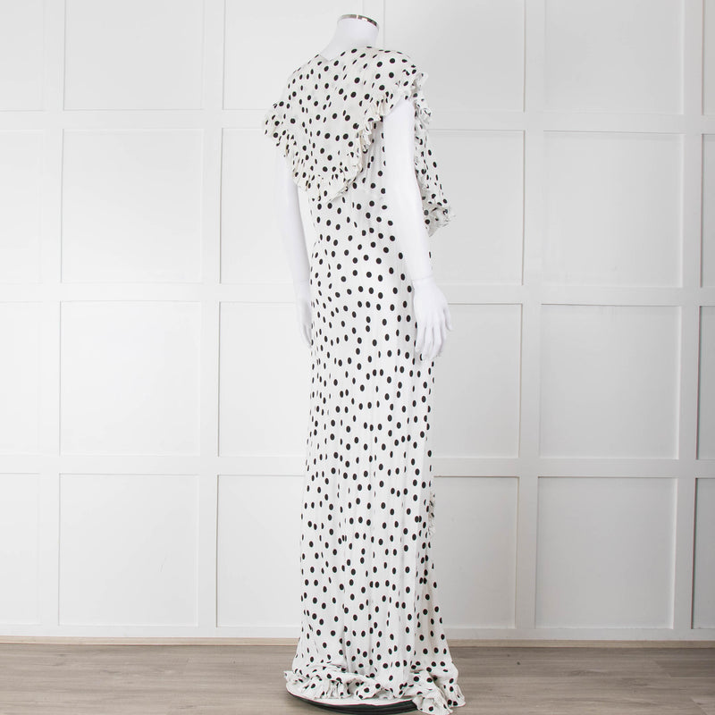 Rat & Boa White Black Polka Dot Large Collar Sleeveless Maxi Dress