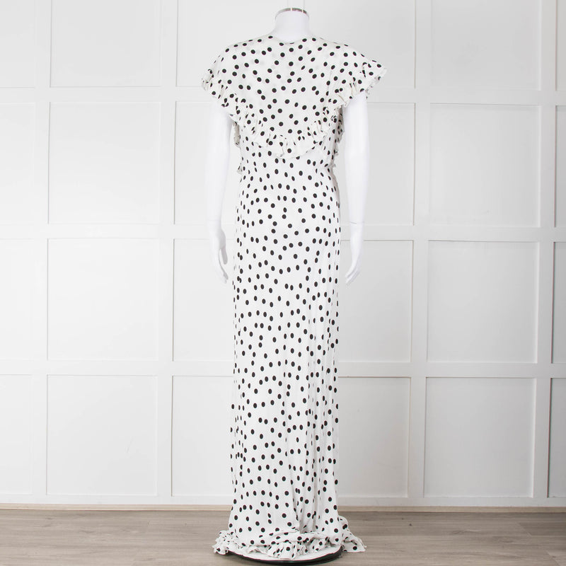 Rat & Boa White Black Polka Dot Large Collar Sleeveless Maxi Dress