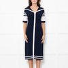 Boutique Moschino Navy Stretch Knit Sailor Style Dress