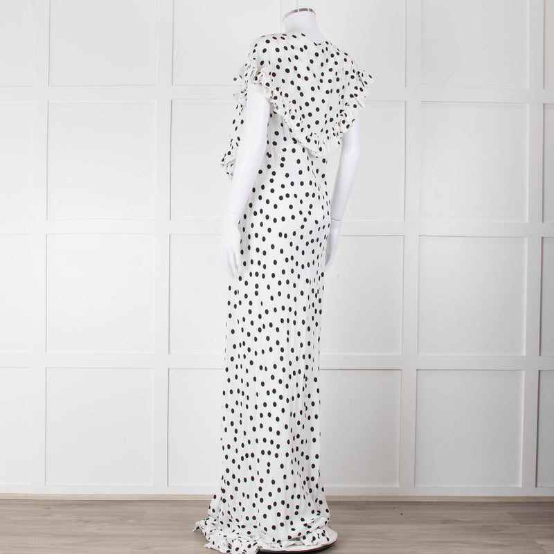 Rat & Boa White Black Polka Dot Large Collar Sleeveless Maxi Dress