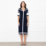 Boutique Moschino Navy Stretch Knit Sailor Style Dress