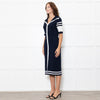 Boutique Moschino Navy Stretch Knit Sailor Style Dress