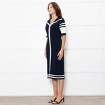 Boutique Moschino Navy Stretch Knit Sailor Style Dress