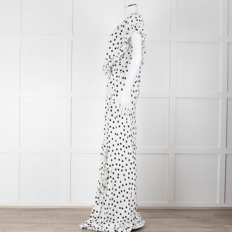 Rat & Boa White Black Polka Dot Large Collar Sleeveless Maxi Dress