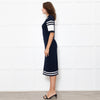 Boutique Moschino Navy Stretch Knit Sailor Style Dress