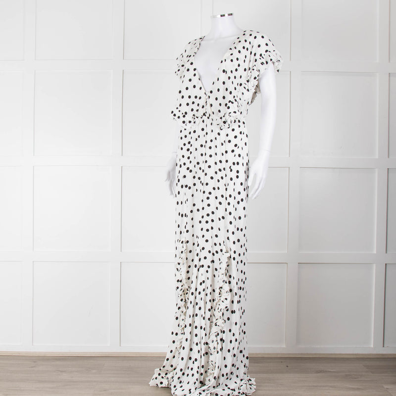 Rat & Boa White Black Polka Dot Large Collar Sleeveless Maxi Dress