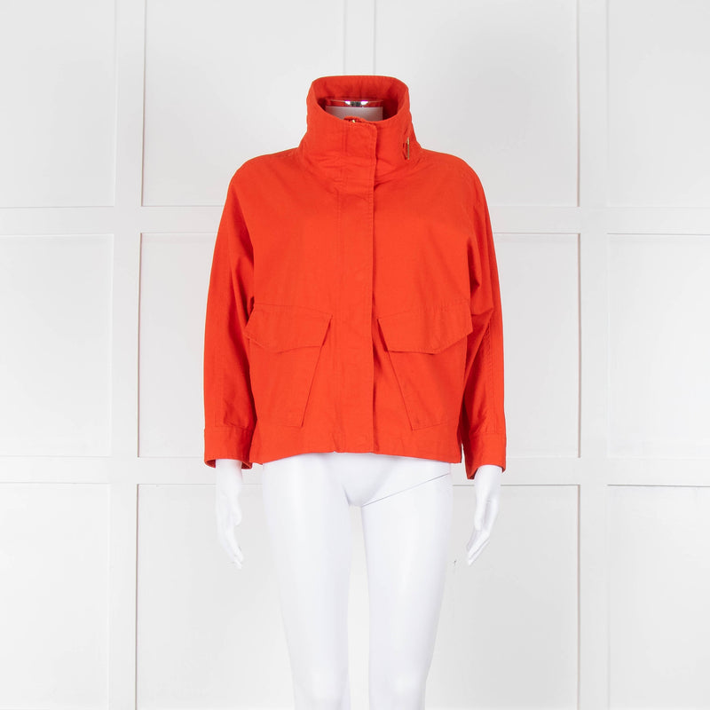 Michael By Michael Kors Orange Cotton Zip Up Jacket