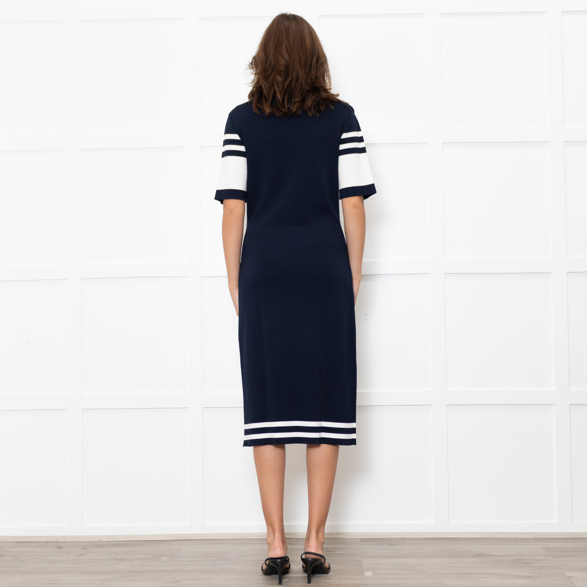 Boutique Moschino Navy Stretch Knit Sailor Style Dress