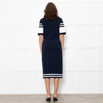 Boutique Moschino Navy Stretch Knit Sailor Style Dress