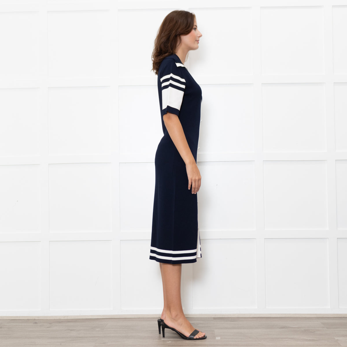 Boutique Moschino Navy Stretch Knit Sailor Style Dress