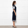Boutique Moschino Navy Stretch Knit Sailor Style Dress