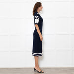 Boutique Moschino Navy Stretch Knit Sailor Style Dress