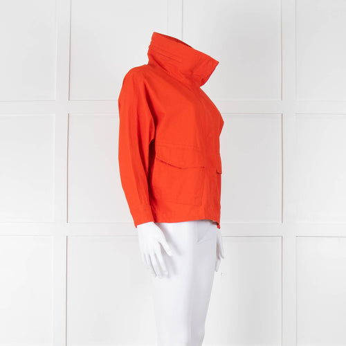 Michael By Michael Kors Orange Cotton Zip Up Jacket