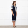 Boutique Moschino Navy Stretch Knit Sailor Style Dress