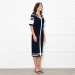 Boutique Moschino Navy Stretch Knit Sailor Style Dress