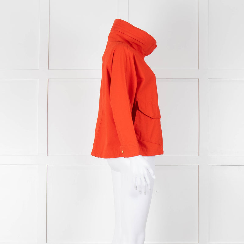 Michael By Michael Kors Orange Cotton Zip Up Jacket
