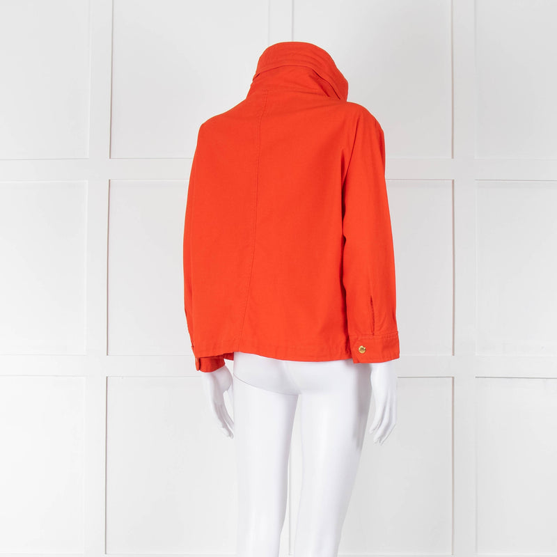 Michael By Michael Kors Orange Cotton Zip Up Jacket
