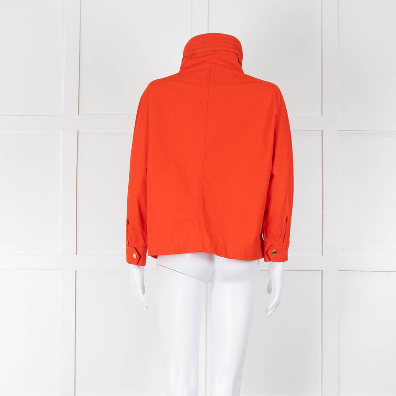 Michael By Michael Kors Orange Cotton Zip Up Jacket