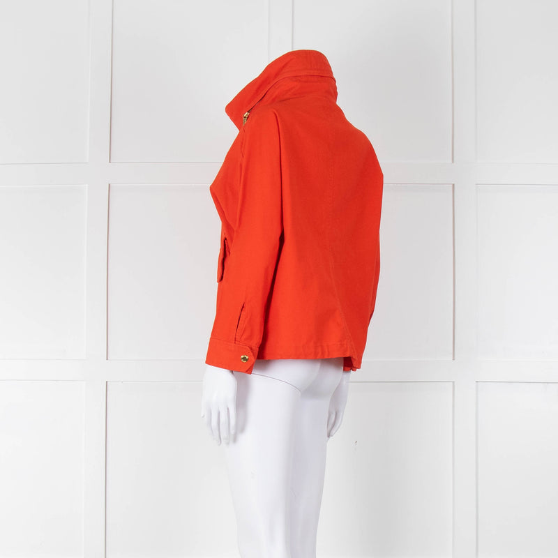Michael By Michael Kors Orange Cotton Zip Up Jacket