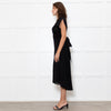 Cefinn Black Sleeveless Self Belted Midi Dress