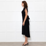 Cefinn Black Sleeveless Self Belted Midi Dress