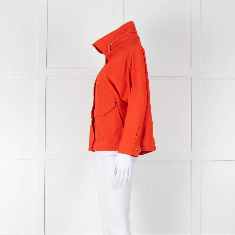 Michael By Michael Kors Orange Cotton Zip Up Jacket