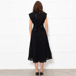 Cefinn Black Sleeveless Self Belted Midi Dress
