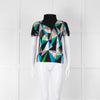 Issey Miyake Cauliflower Black Blue Beige Geometric Print Sleeveless Top