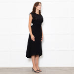 Cefinn Black Sleeveless Self Belted Midi Dress