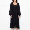 Marant Etoile Black Cotton Lace Trim Front Pockets Maxi Dress