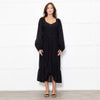 Marant Etoile Black Cotton Lace Trim Front Pockets Maxi Dress