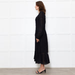 Marant Etoile Black Cotton Lace Trim Front Pockets Maxi Dress