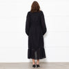 Marant Etoile Black Cotton Lace Trim Front Pockets Maxi Dress