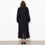 Marant Etoile Black Cotton Lace Trim Front Pockets Maxi Dress