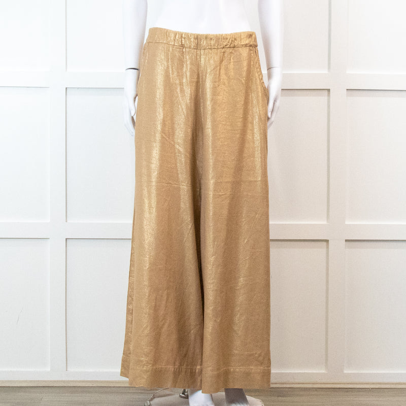 Souvenir Beige Linen Trousers with Gold Shimmer
