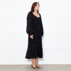 Marant Etoile Black Cotton Lace Trim Front Pockets Maxi Dress