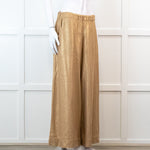 Souvenir Beige Linen Trousers with Gold Shimmer