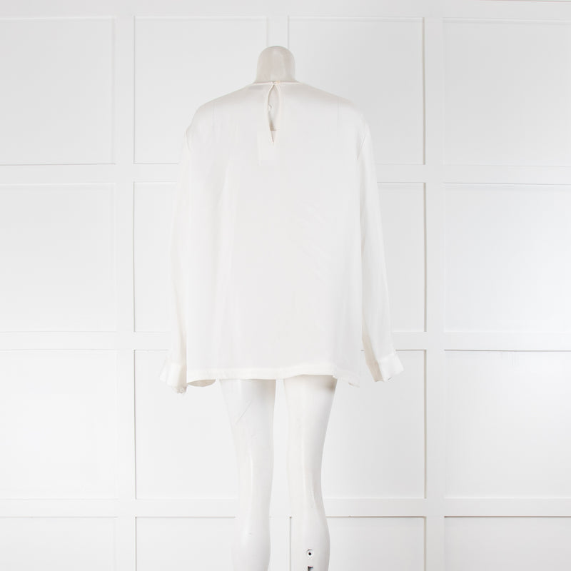Raey Drop Shoulder Silk Day Top Ivory