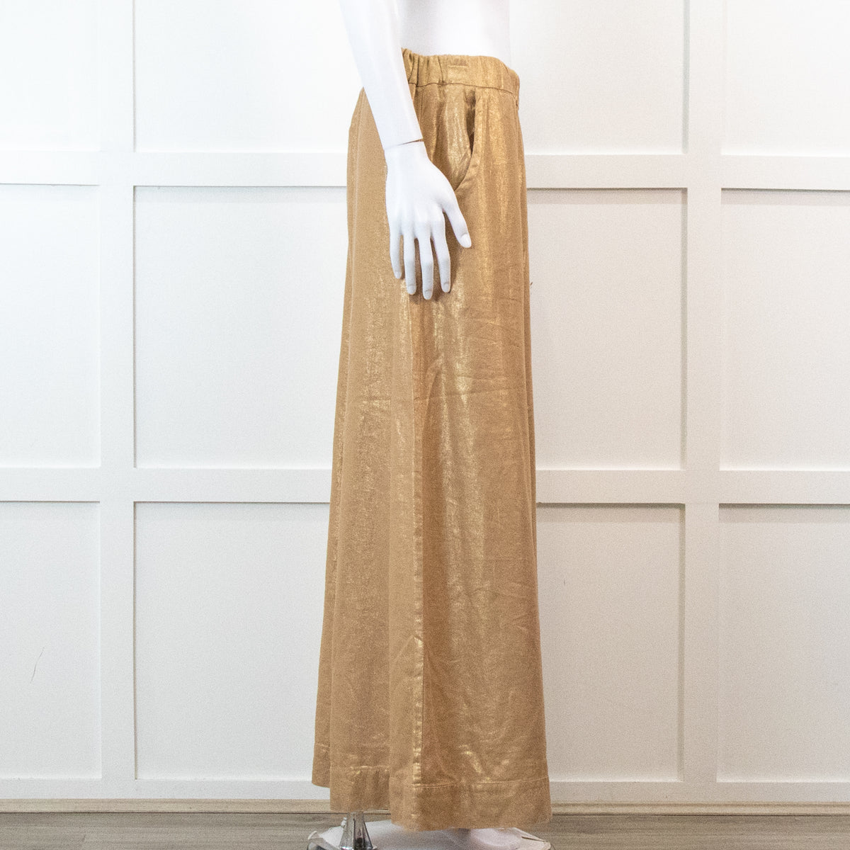 Souvenir Beige Linen Trousers with Gold Shimmer