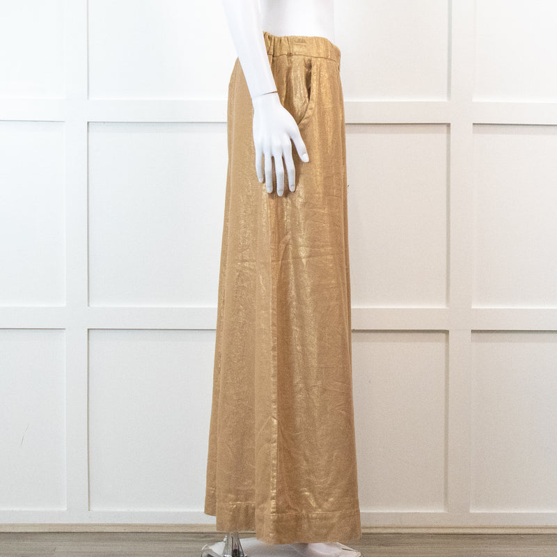 Souvenir Beige Linen Trousers with Gold Shimmer