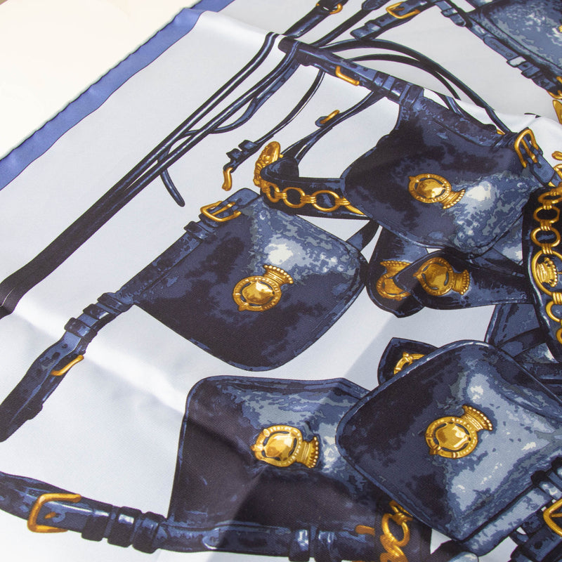 Hermes Blue Brides Rebelles Silk Scarf