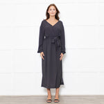 Nanushka Oasis Black Georgette Polka Dot Belted Midi Dress